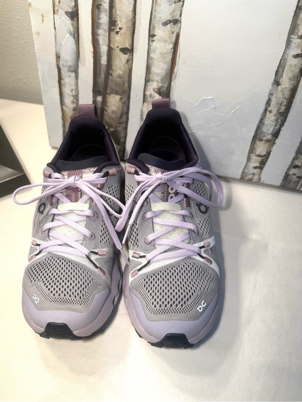 On Cloudsurfer Trail, Women’s Lavender and Gray Athletic Sneakers